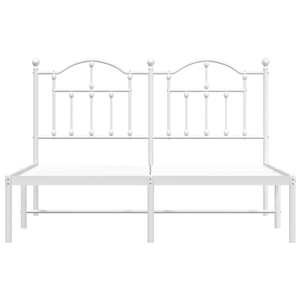Bedframe met hoofdbord metaal wit 135x190 cm is nu te koop bij PeponiXL, paradijselijk wonen!