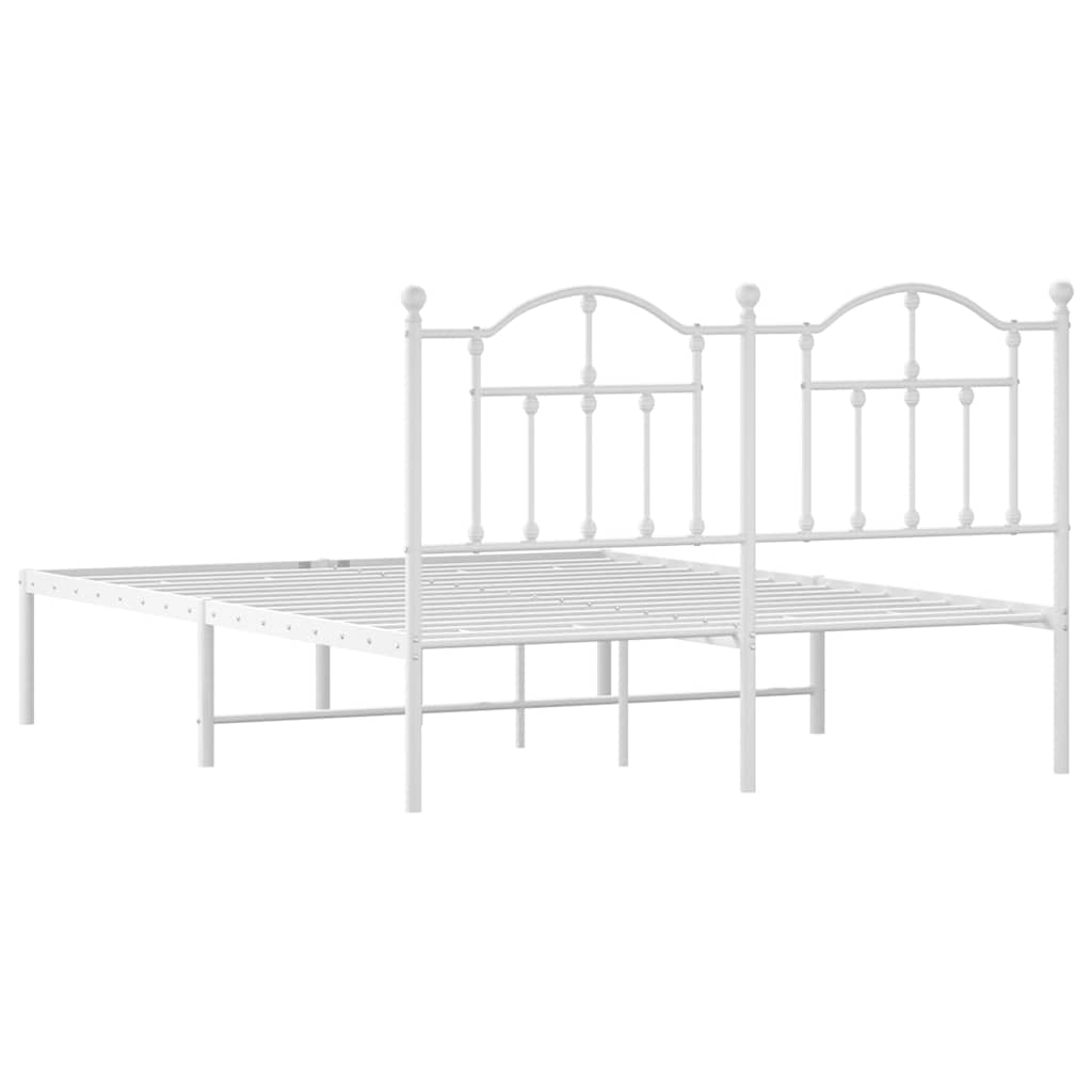 Bedframe met hoofdbord metaal wit 135x190 cm is nu te koop bij PeponiXL, paradijselijk wonen!