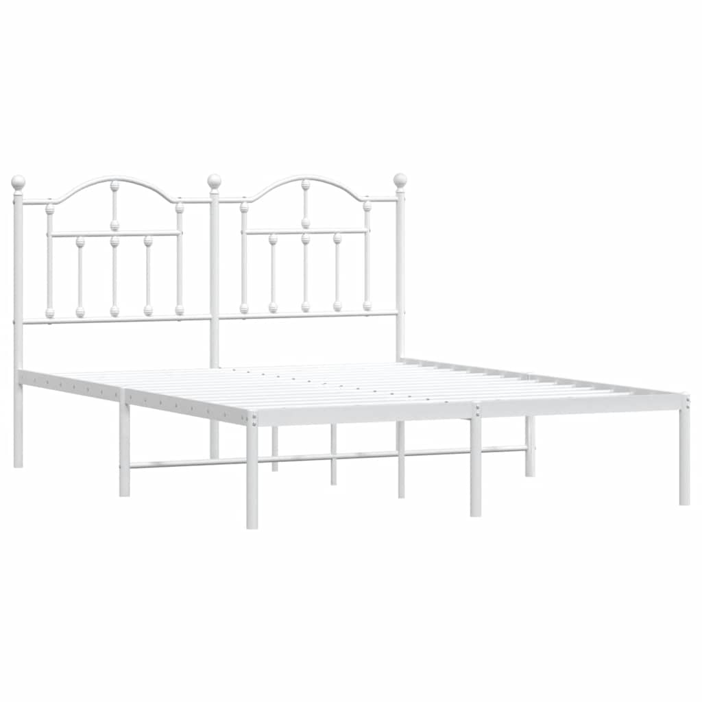 Bedframe met hoofdbord metaal wit 150x200 cm is nu te koop bij PeponiXL, paradijselijk wonen!