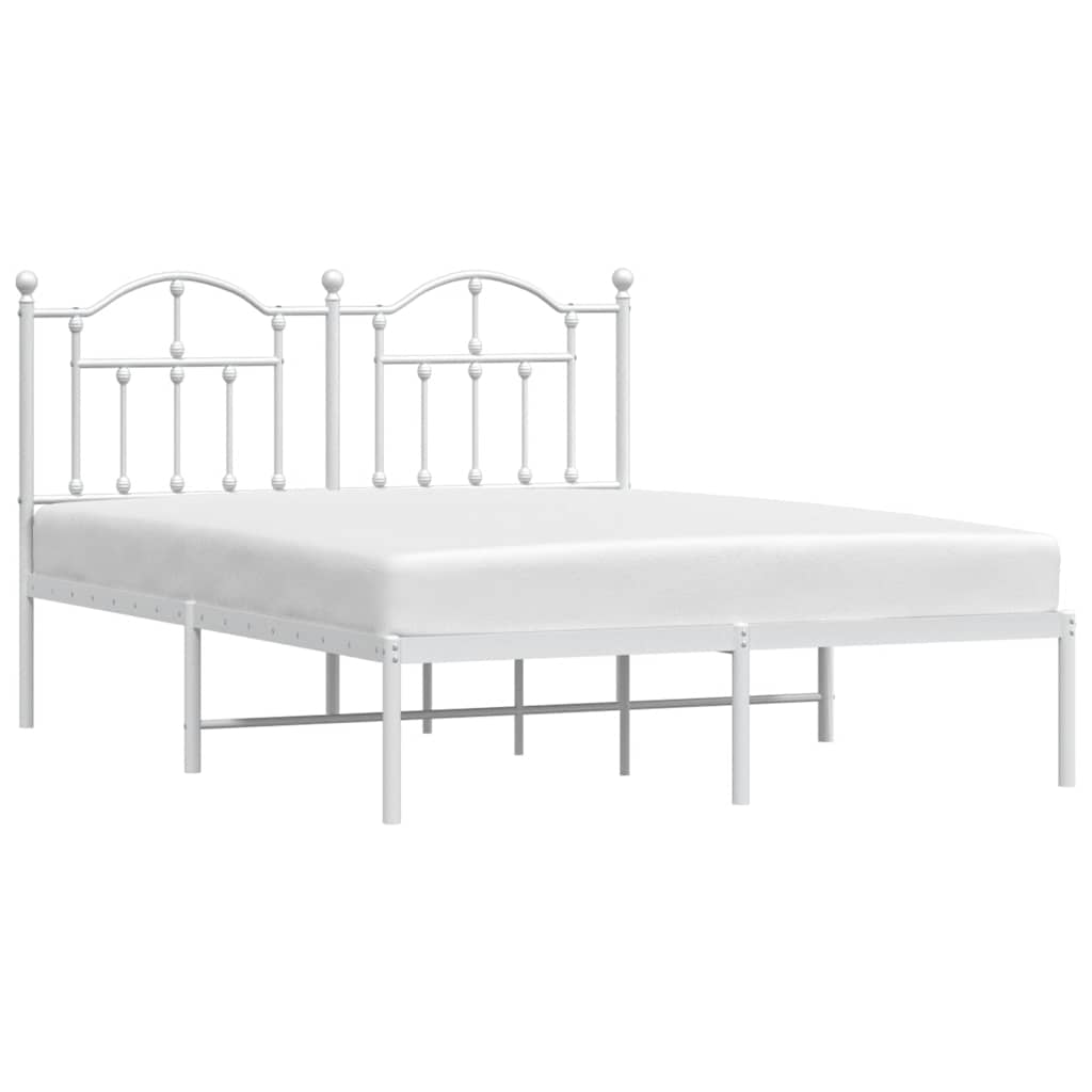 Bedframe met hoofdbord metaal wit 150x200 cm is nu te koop bij PeponiXL, paradijselijk wonen!