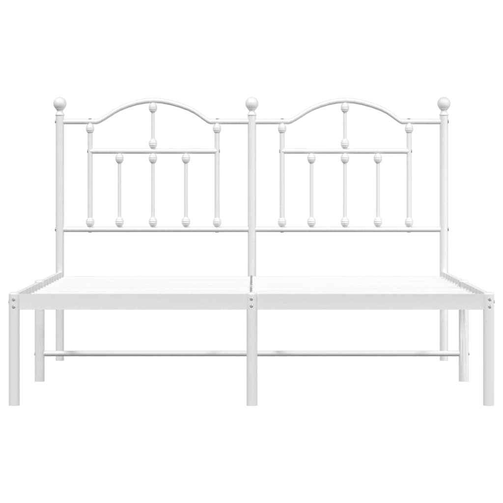Bedframe met hoofdbord metaal wit 150x200 cm is nu te koop bij PeponiXL, paradijselijk wonen!