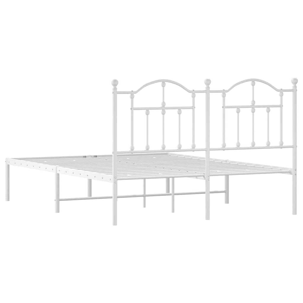 Bedframe met hoofdbord metaal wit 150x200 cm is nu te koop bij PeponiXL, paradijselijk wonen!