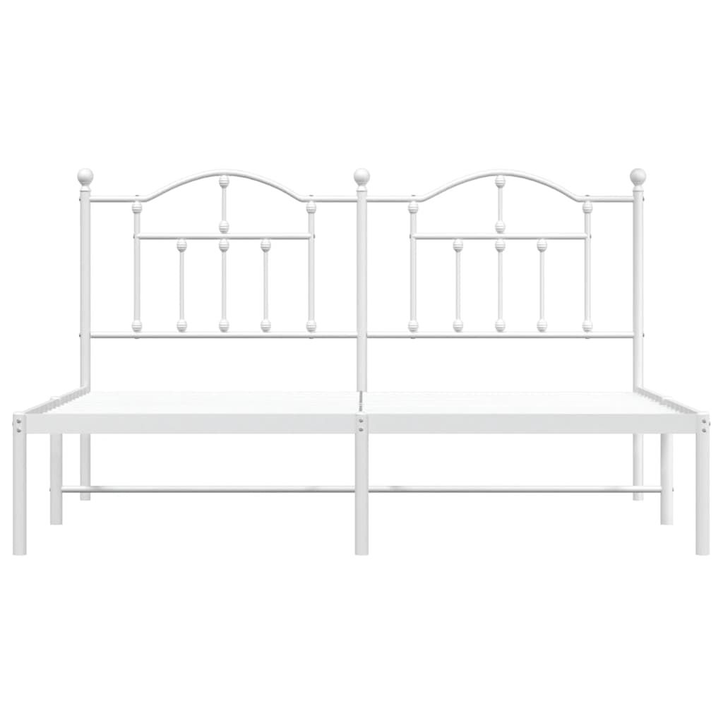 Bedframe met hoofdbord metaal wit 160x200 cm