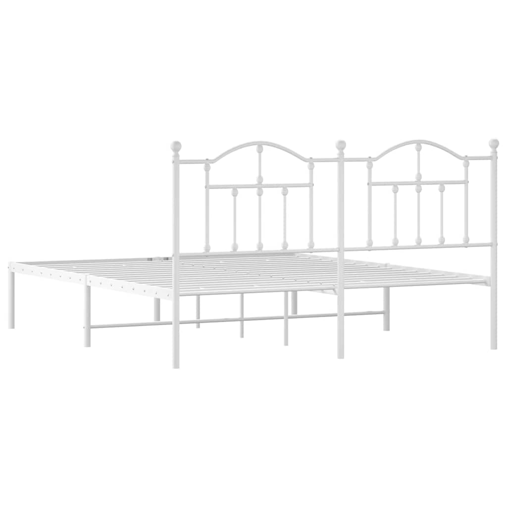 Bedframe met hoofdbord metaal wit 160x200 cm