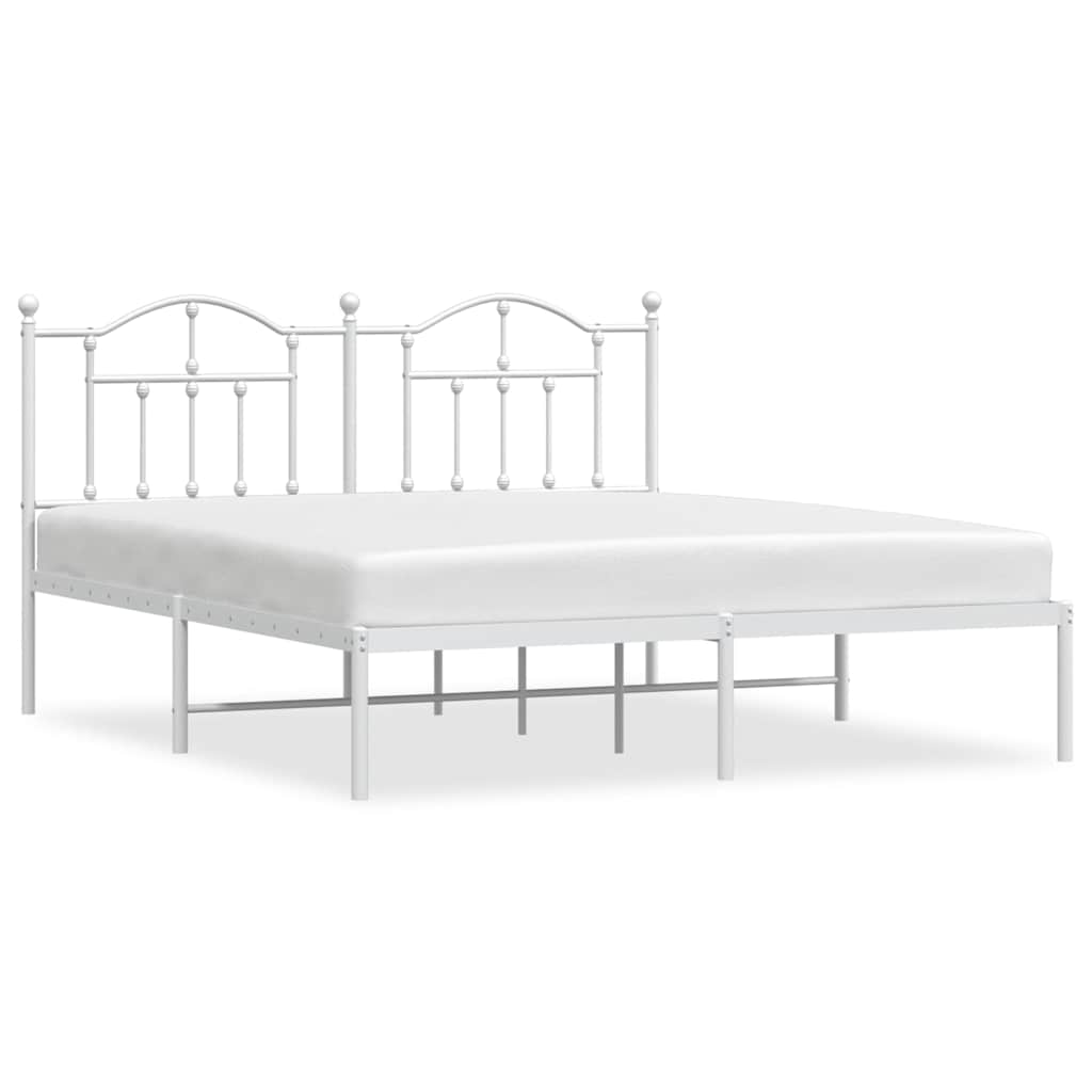 Bedframe met hoofdbord metaal wit 183x213 cm is nu te koop bij PeponiXL, paradijselijk wonen!