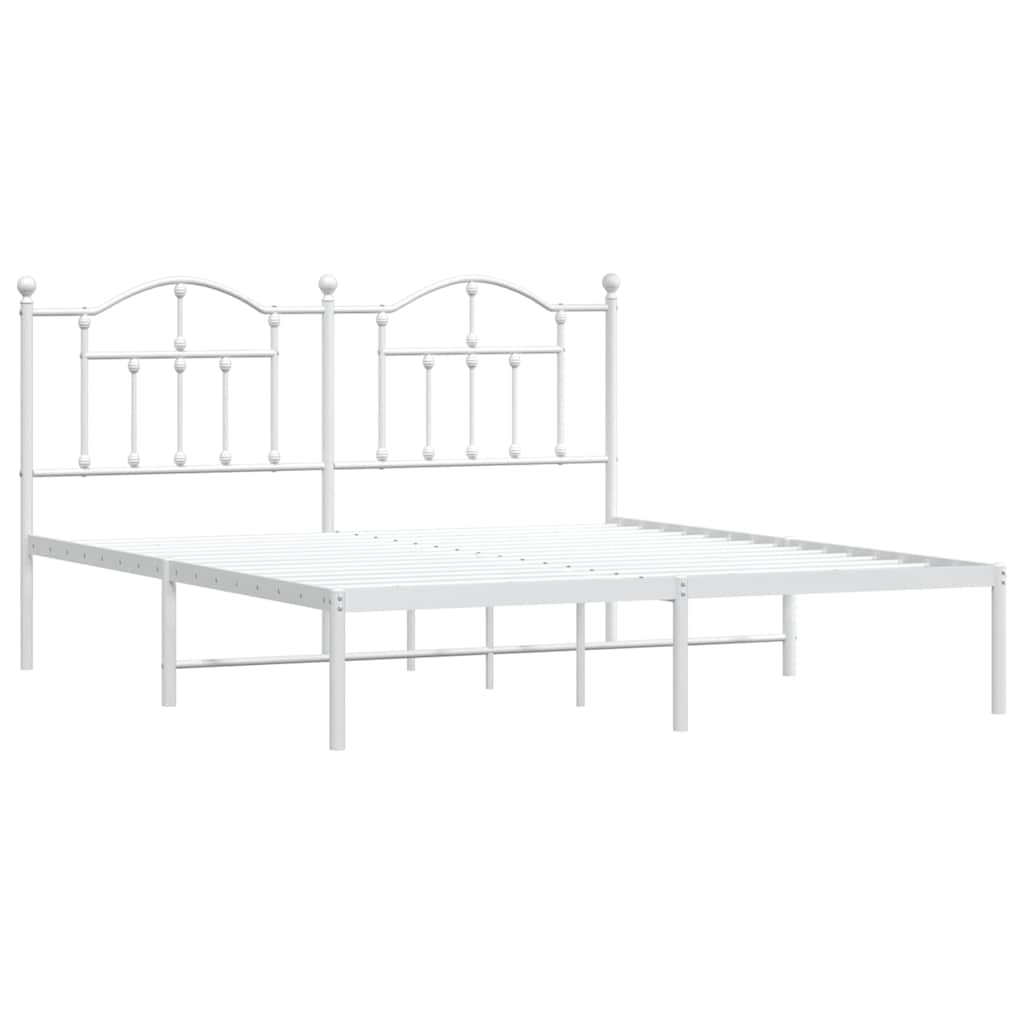 Bedframe met hoofdbord metaal wit 183x213 cm is nu te koop bij PeponiXL, paradijselijk wonen!