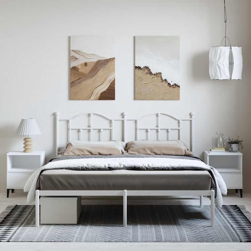 Bedframe met hoofdbord metaal wit 183x213 cm is nu te koop bij PeponiXL, paradijselijk wonen!