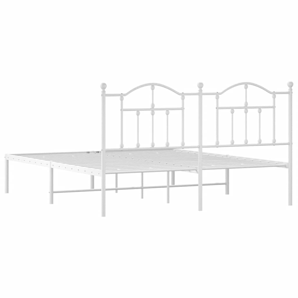 Bedframe met hoofdbord metaal wit 183x213 cm is nu te koop bij PeponiXL, paradijselijk wonen!