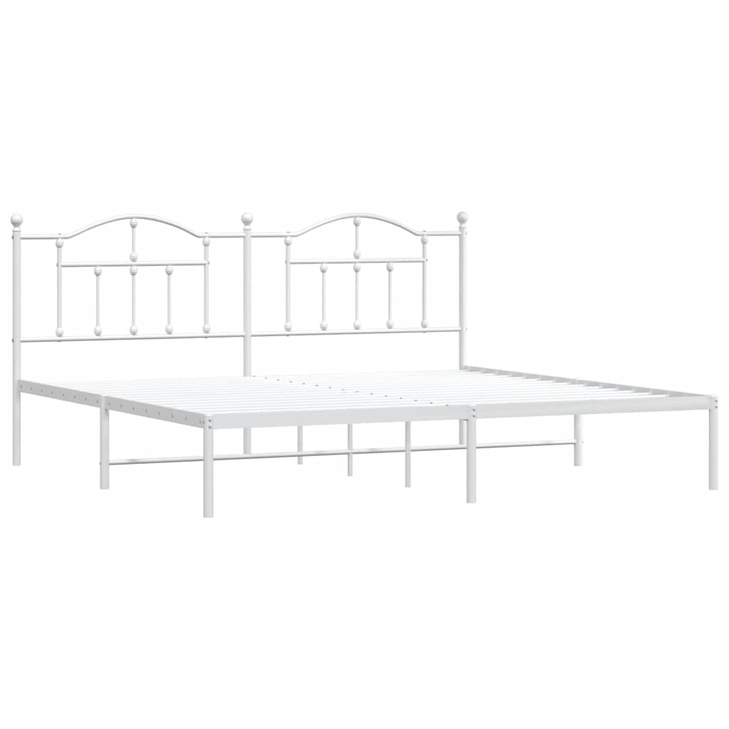 Bedframe met hoofdbord metaal wit 193x203 cm is nu te koop bij PeponiXL, paradijselijk wonen!