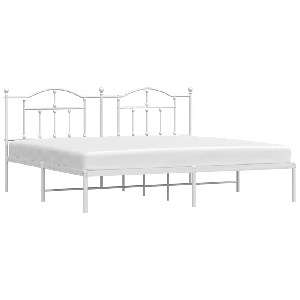 Bedframe met hoofdbord metaal wit 193x203 cm is nu te koop bij PeponiXL, paradijselijk wonen!