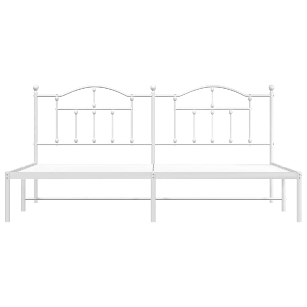 Bedframe met hoofdbord metaal wit 193x203 cm is nu te koop bij PeponiXL, paradijselijk wonen!