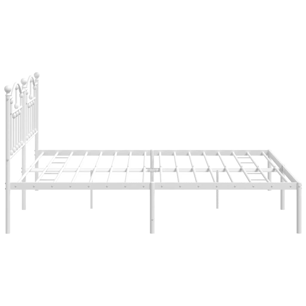 Bedframe met hoofdbord metaal wit 193x203 cm is nu te koop bij PeponiXL, paradijselijk wonen!