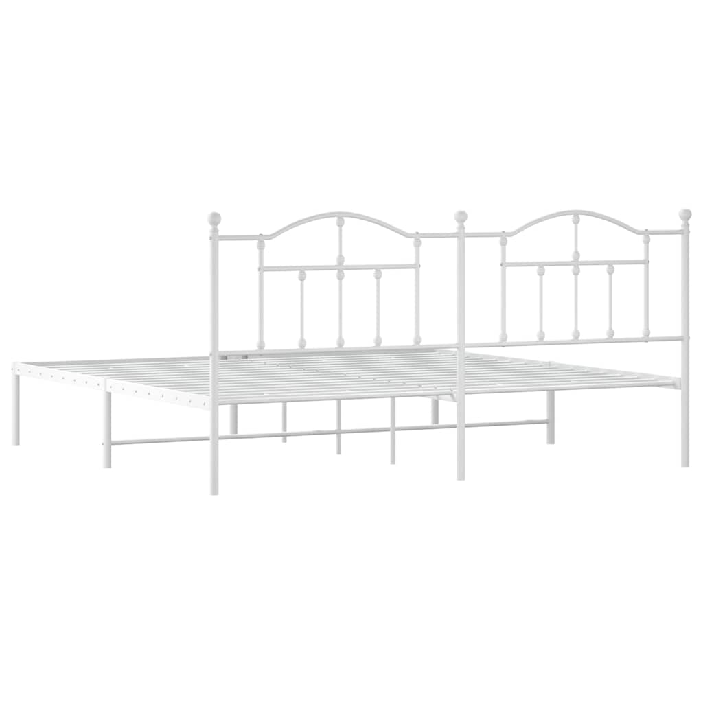 Bedframe met hoofdbord metaal wit 193x203 cm is nu te koop bij PeponiXL, paradijselijk wonen!