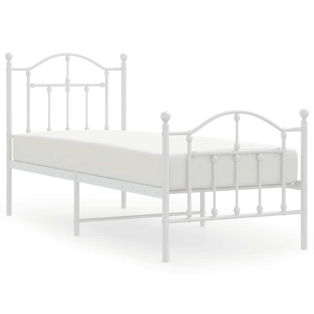 Bedframe met hoofd- en voeteneinde metaal wit 75x190 cm is nu te koop bij PeponiXL, paradijselijk wonen!