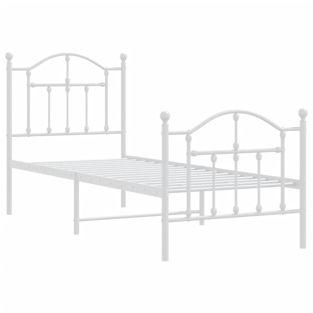 Bedframe met hoofd- en voeteneinde metaal wit 75x190 cm is nu te koop bij PeponiXL, paradijselijk wonen!