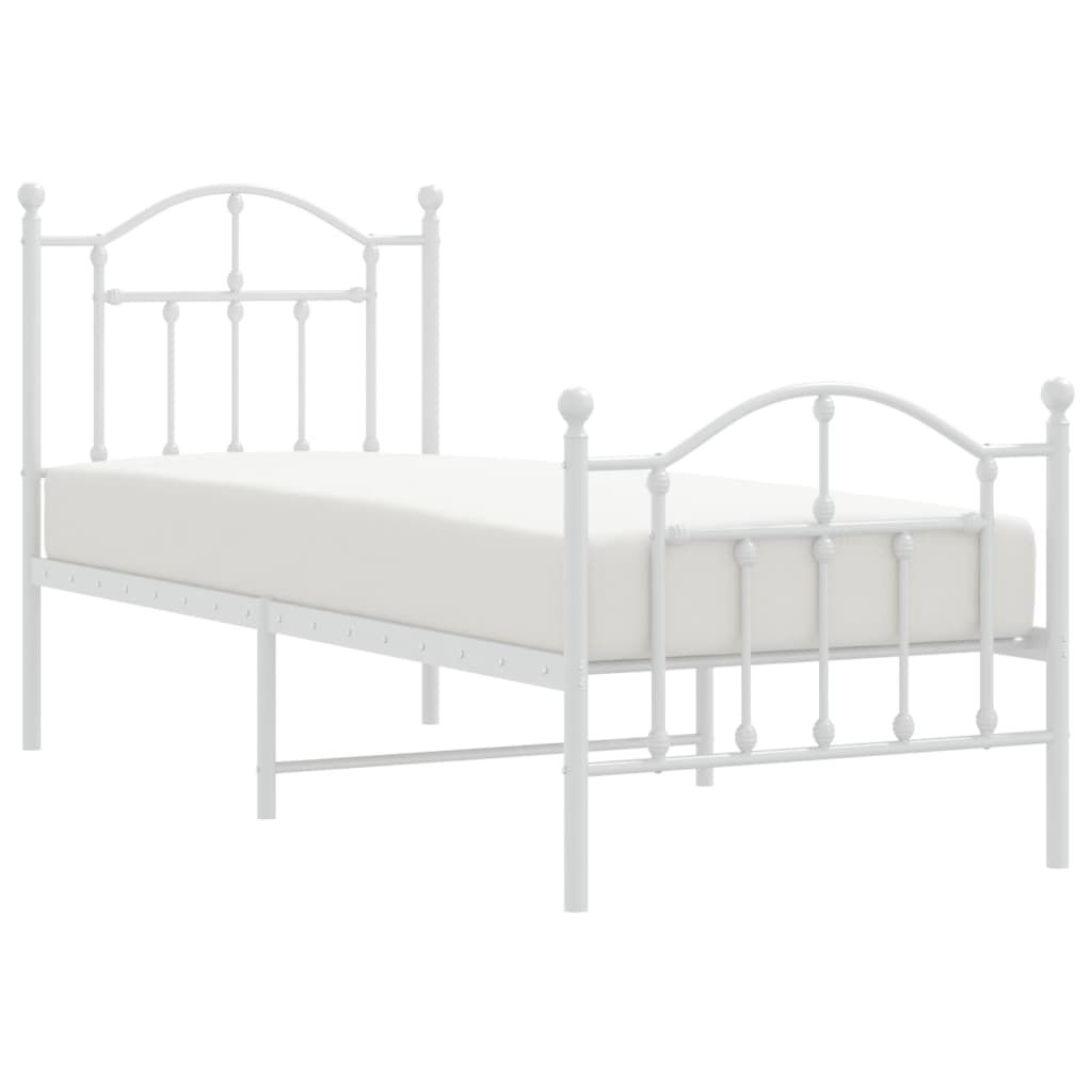 Bedframe met hoofd- en voeteneinde metaal wit 75x190 cm is nu te koop bij PeponiXL, paradijselijk wonen!