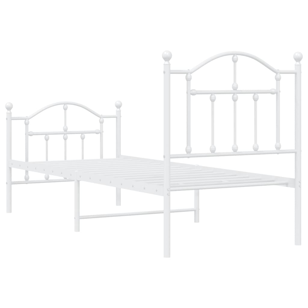 Bedframe met hoofd- en voeteneinde metaal wit 75x190 cm is nu te koop bij PeponiXL, paradijselijk wonen!