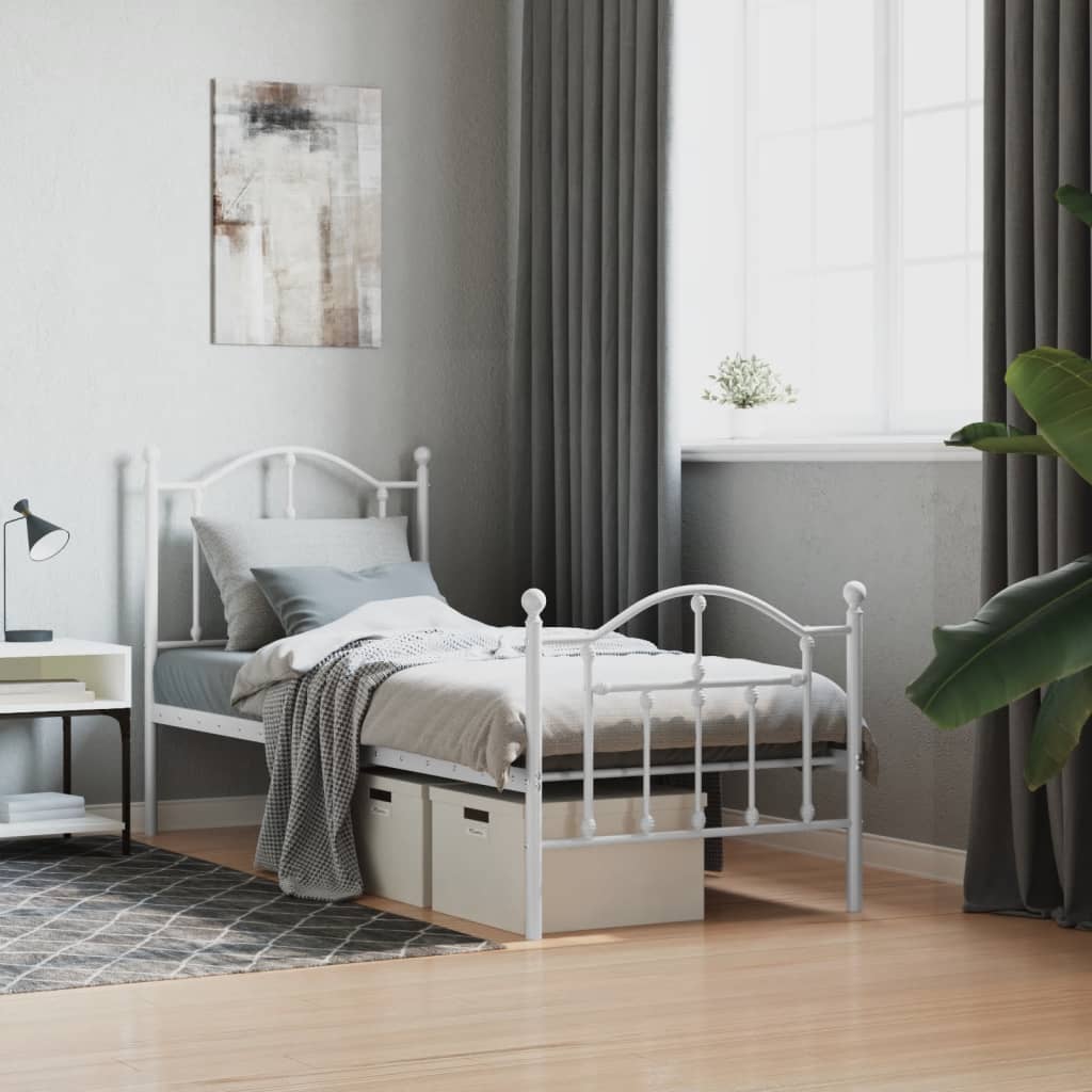 Bedframe met hoofd- en voeteneinde metaal wit 75x190 cm is nu te koop bij PeponiXL, paradijselijk wonen!