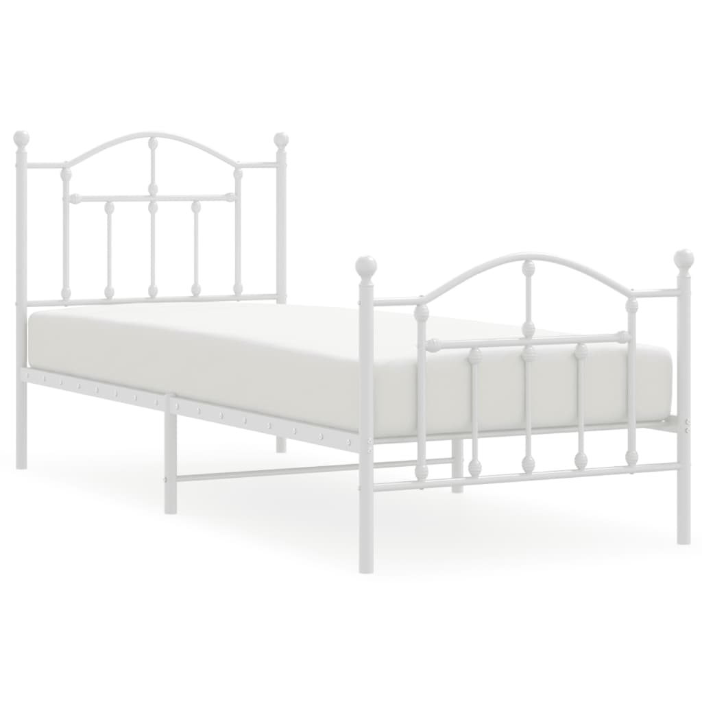 Bedframe met hoofd- en voeteneinde metaal wit 80x200 cm is nu te koop bij PeponiXL, paradijselijk wonen!