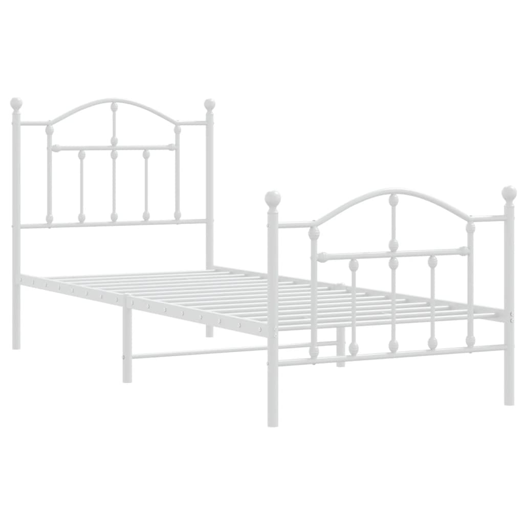 Bedframe met hoofd- en voeteneinde metaal wit 80x200 cm is nu te koop bij PeponiXL, paradijselijk wonen!
