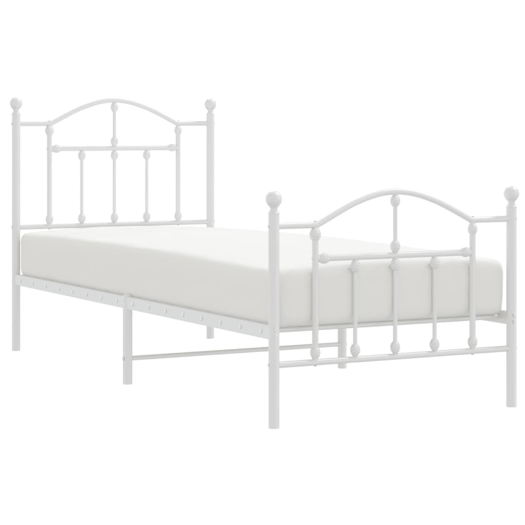 Bedframe met hoofd- en voeteneinde metaal wit 80x200 cm is nu te koop bij PeponiXL, paradijselijk wonen!