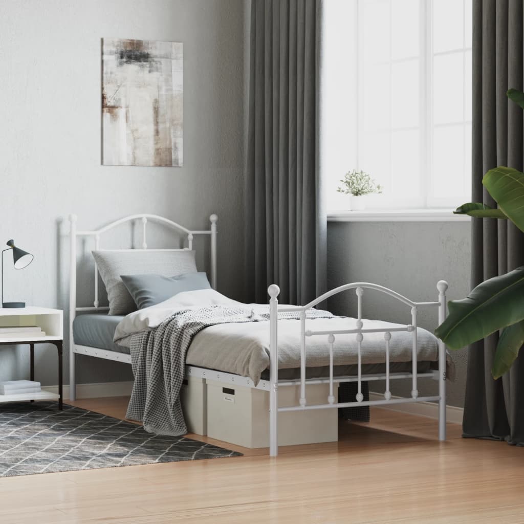 Bedframe met hoofd- en voeteneinde metaal wit 80x200 cm is nu te koop bij PeponiXL, paradijselijk wonen!