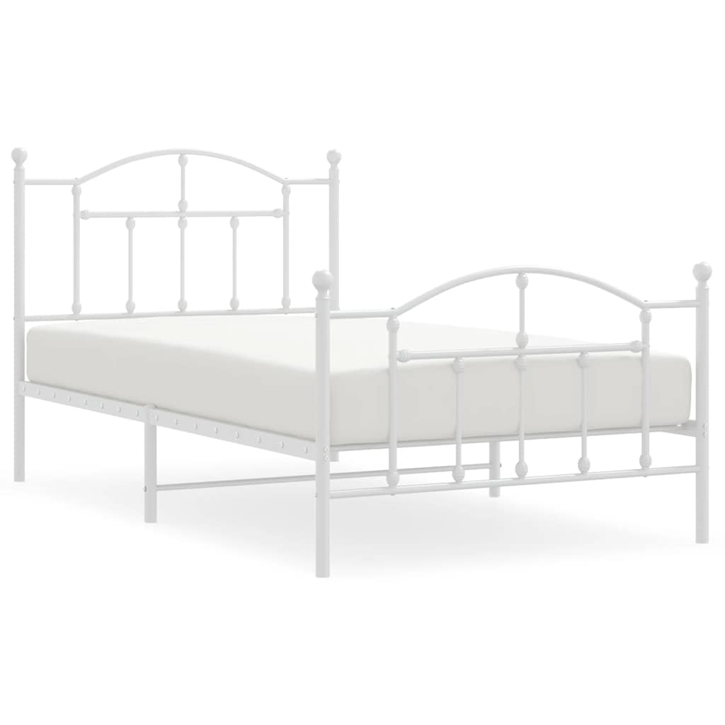 Bedframe met hoofd- en voeteneinde metaal wit 100x190 cm is nu te koop bij PeponiXL, paradijselijk wonen!