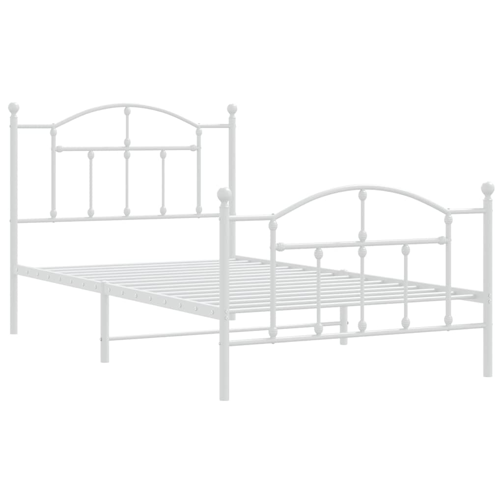 Bedframe met hoofd- en voeteneinde metaal wit 100x190 cm is nu te koop bij PeponiXL, paradijselijk wonen!