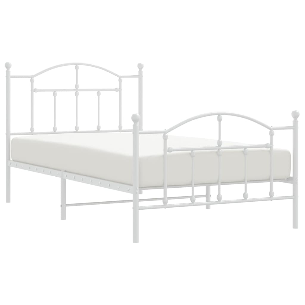Bedframe met hoofd- en voeteneinde metaal wit 100x190 cm is nu te koop bij PeponiXL, paradijselijk wonen!