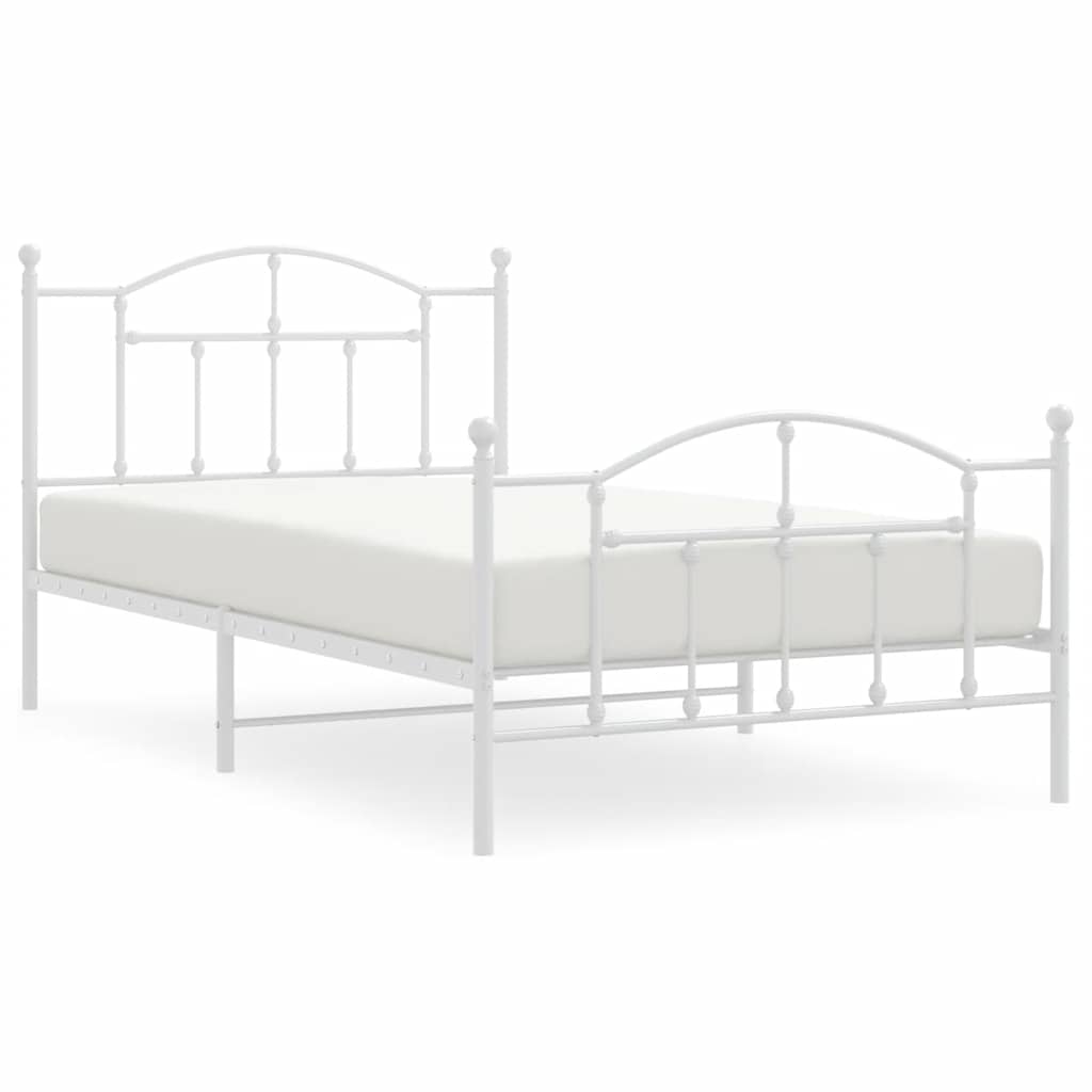 Bedframe met hoofd- en voeteneinde metaal wit 100x200 cm is nu te koop bij PeponiXL, paradijselijk wonen!