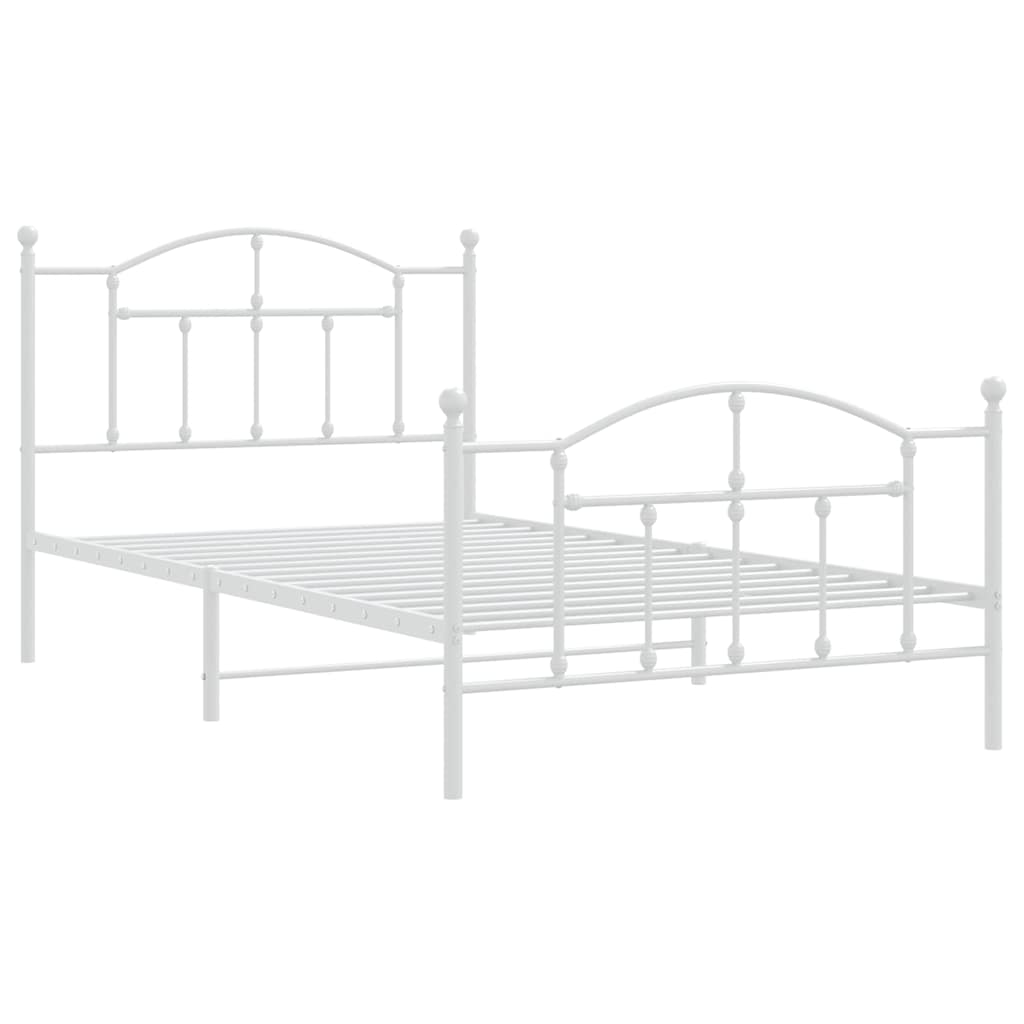 Bedframe met hoofd- en voeteneinde metaal wit 100x200 cm is nu te koop bij PeponiXL, paradijselijk wonen!