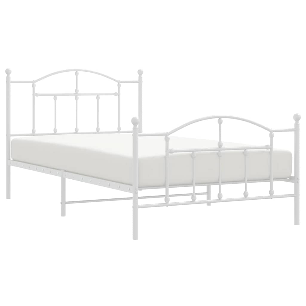 Bedframe met hoofd- en voeteneinde metaal wit 100x200 cm is nu te koop bij PeponiXL, paradijselijk wonen!