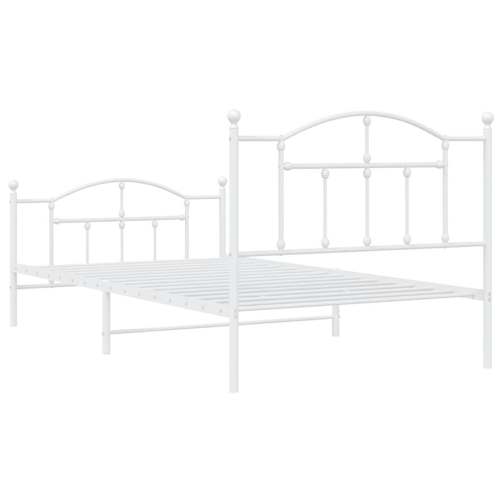 Bedframe met hoofd- en voeteneinde metaal wit 100x200 cm is nu te koop bij PeponiXL, paradijselijk wonen!