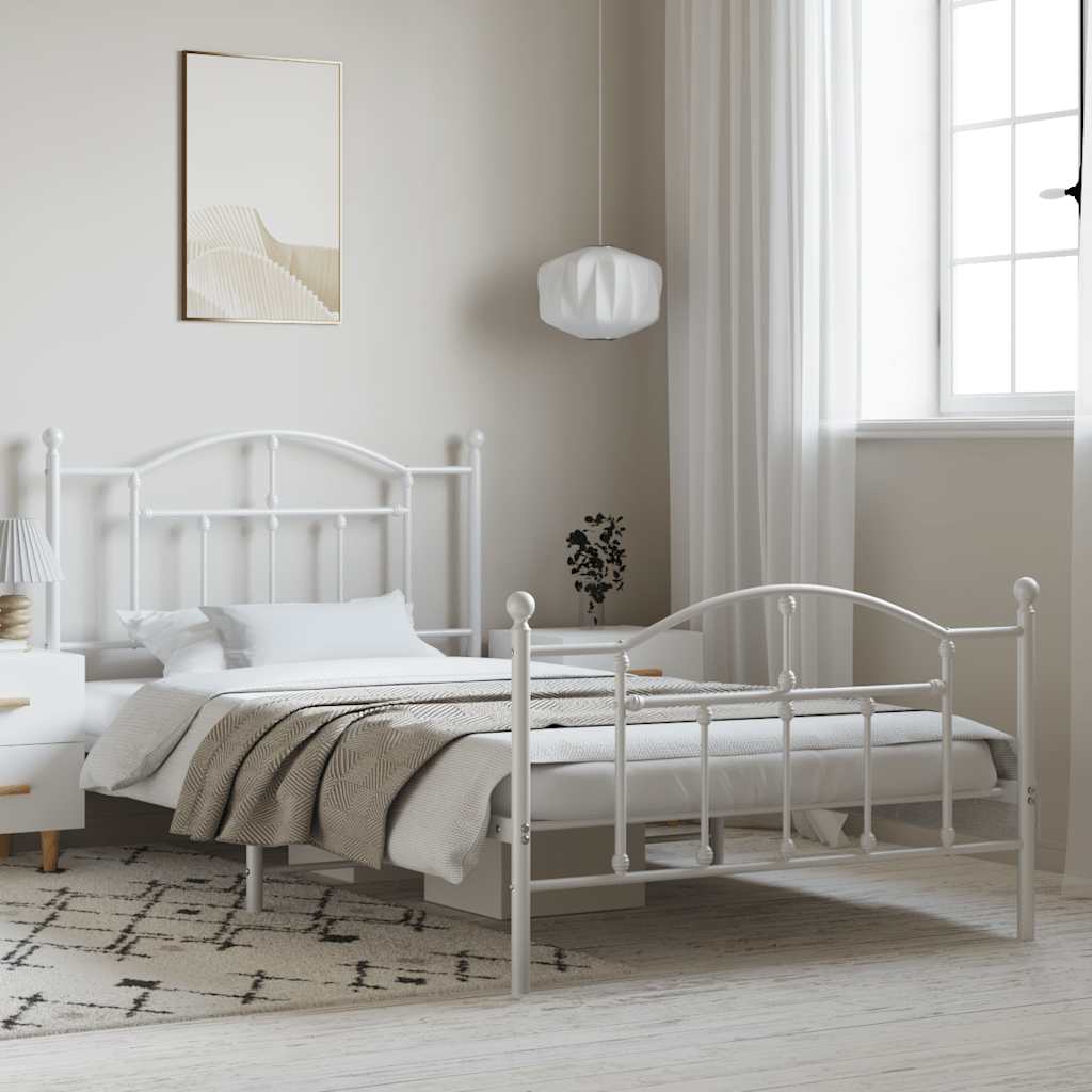 Bedframe met hoofd- en voeteneinde metaal wit 100x200 cm is nu te koop bij PeponiXL, paradijselijk wonen!