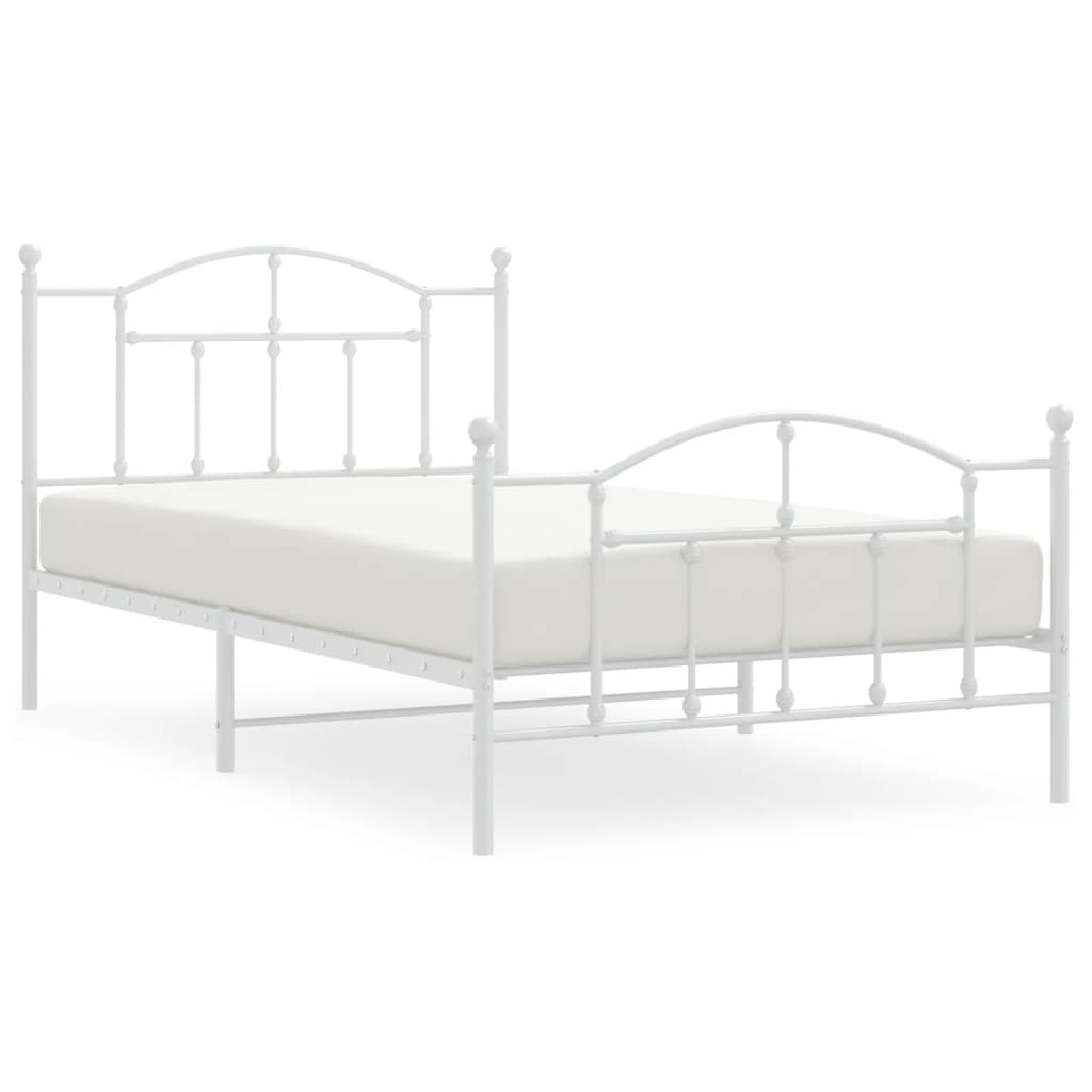 Bedframe met hoofd- en voeteneinde metaal wit 107x203 cm is nu te koop bij PeponiXL, paradijselijk wonen!