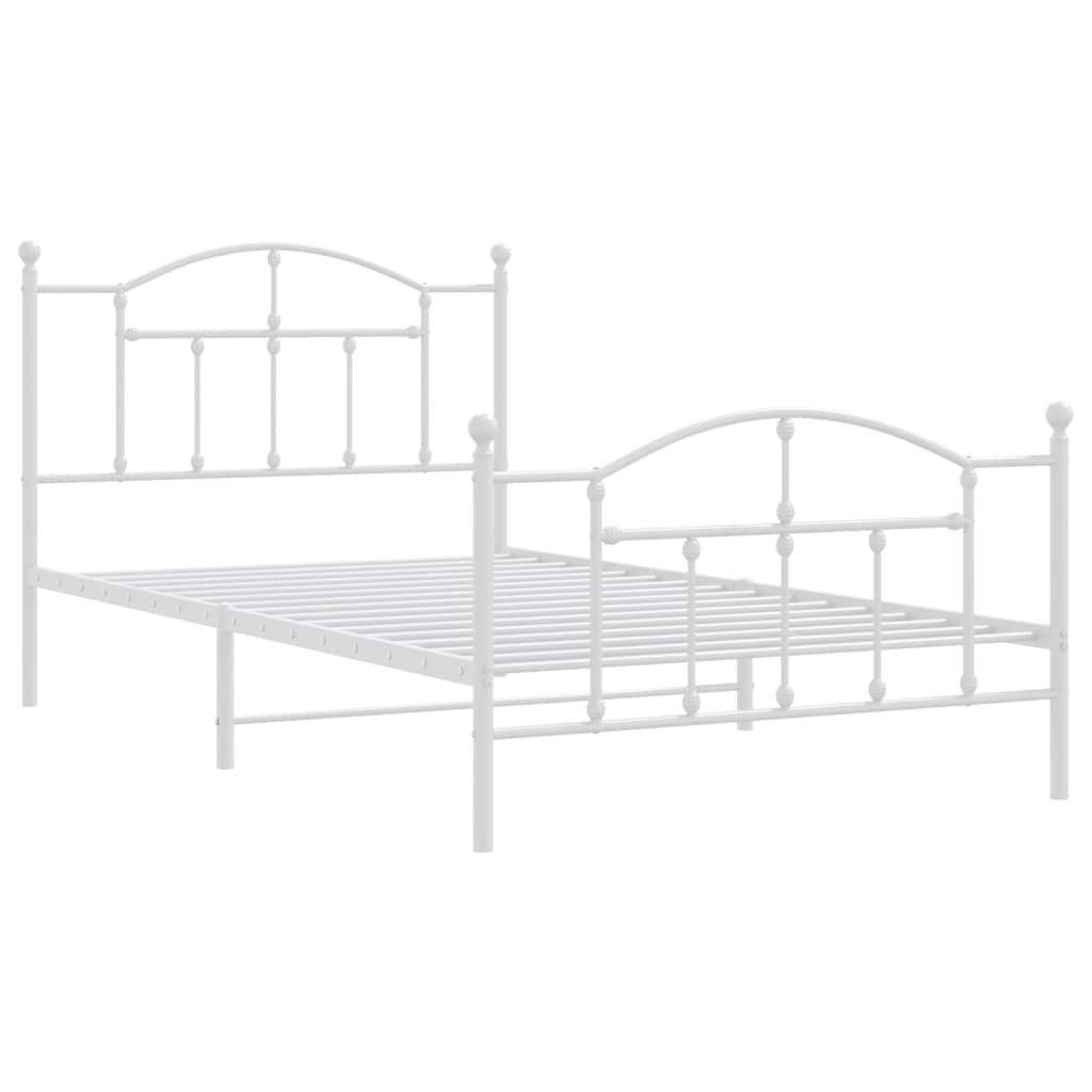 Bedframe met hoofd- en voeteneinde metaal wit 107x203 cm is nu te koop bij PeponiXL, paradijselijk wonen!