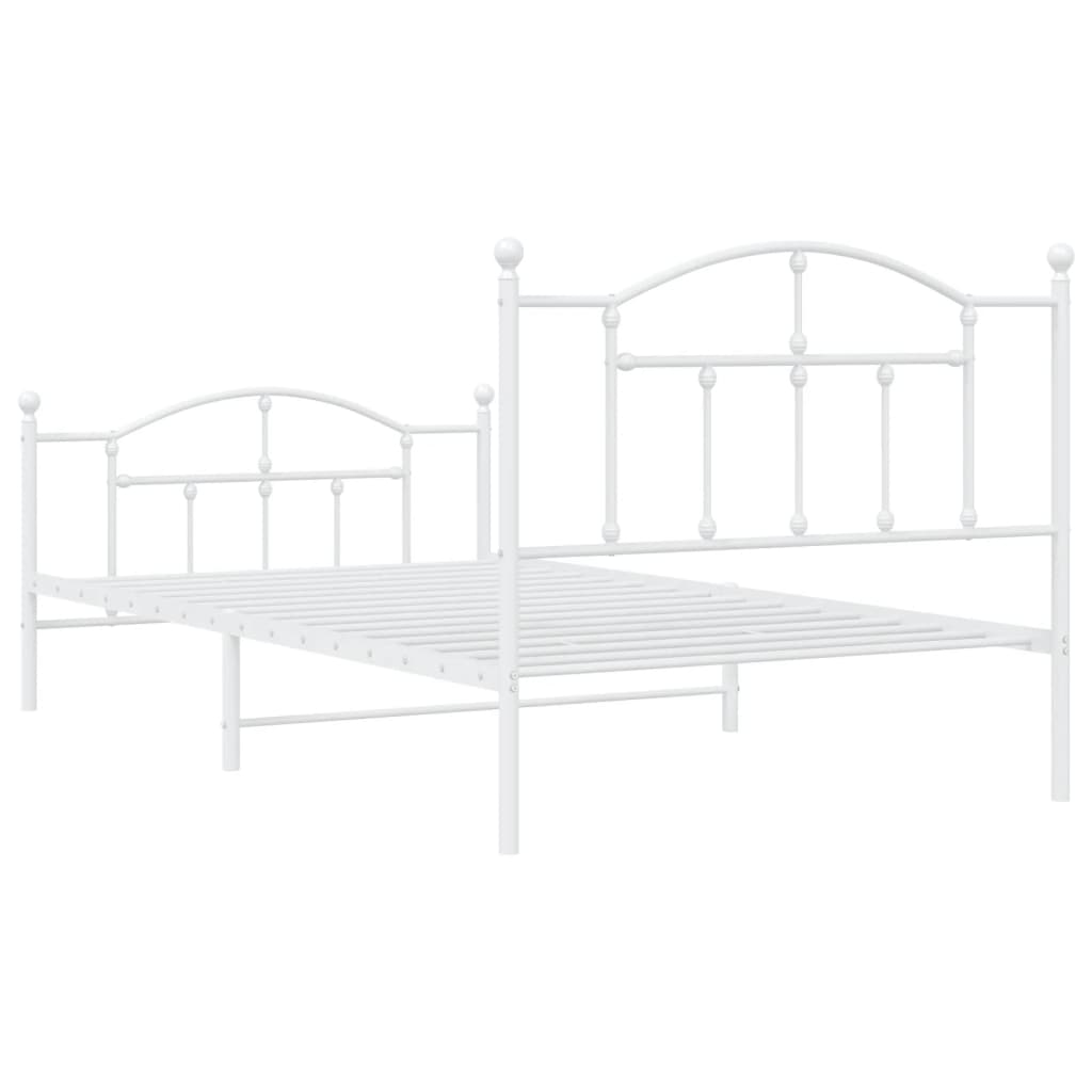 Bedframe met hoofd- en voeteneinde metaal wit 107x203 cm is nu te koop bij PeponiXL, paradijselijk wonen!