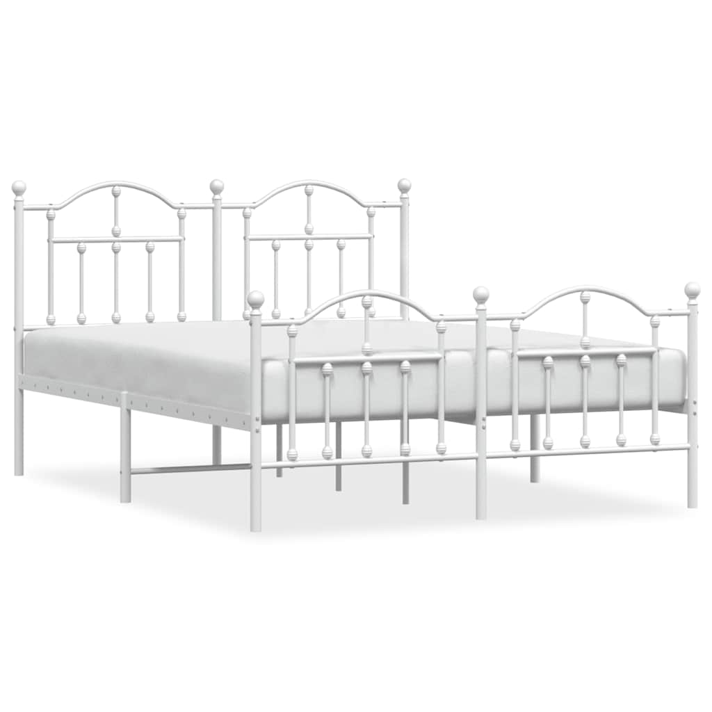 Bedframe met hoofd- en voeteneinde metaal wit 135x190 cm is nu te koop bij PeponiXL, paradijselijk wonen!