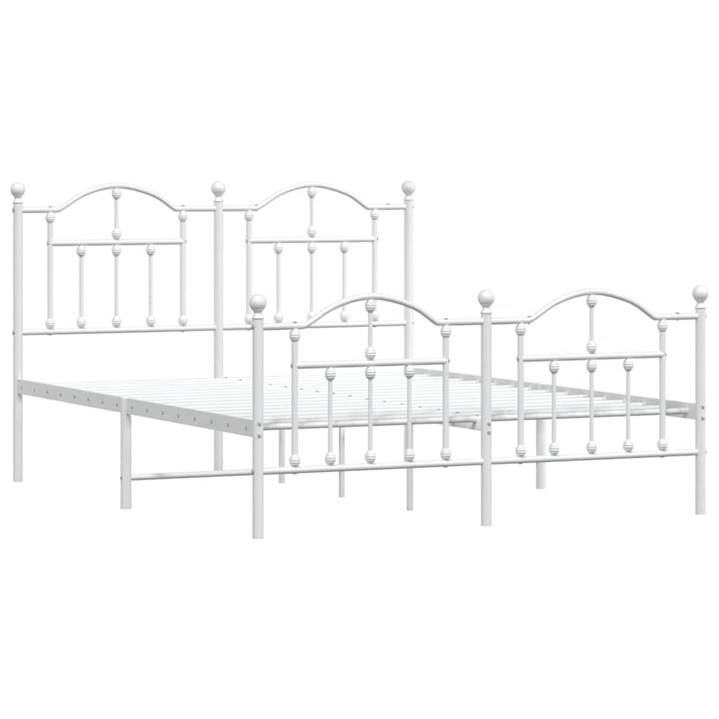 Bedframe met hoofd- en voeteneinde metaal wit 135x190 cm is nu te koop bij PeponiXL, paradijselijk wonen!