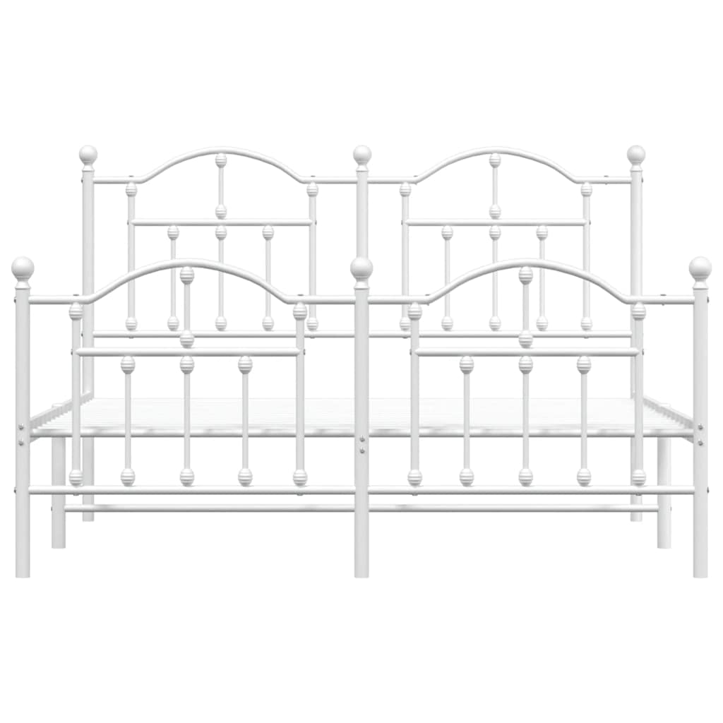 Bedframe met hoofd- en voeteneinde metaal wit 135x190 cm is nu te koop bij PeponiXL, paradijselijk wonen!