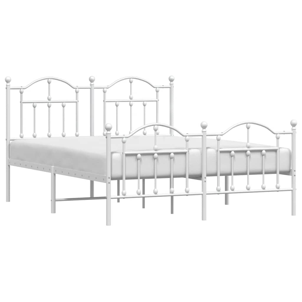 Bedframe met hoofd- en voeteneinde metaal wit 135x190 cm is nu te koop bij PeponiXL, paradijselijk wonen!