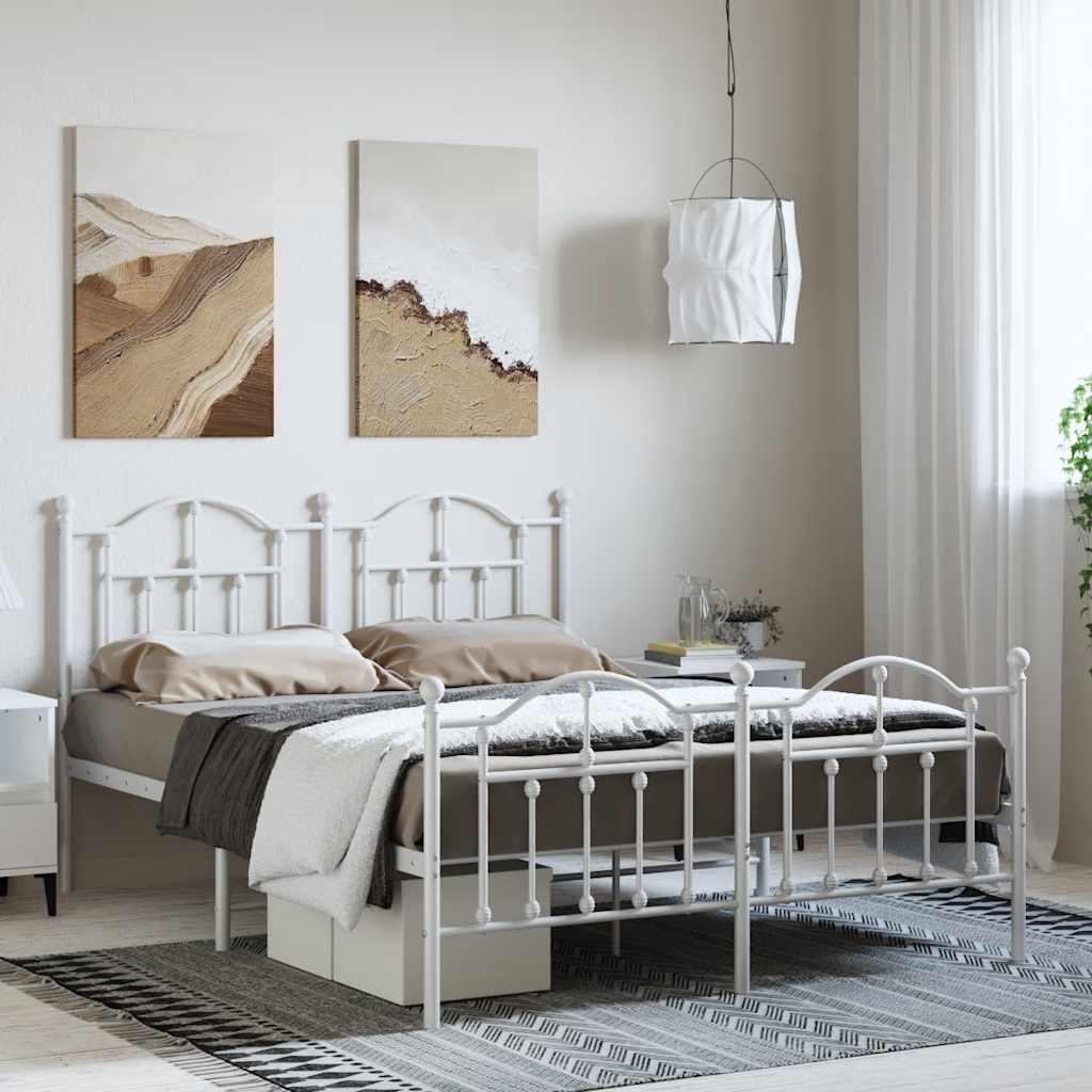 Bedframe met hoofd- en voeteneinde metaal wit 135x190 cm is nu te koop bij PeponiXL, paradijselijk wonen!