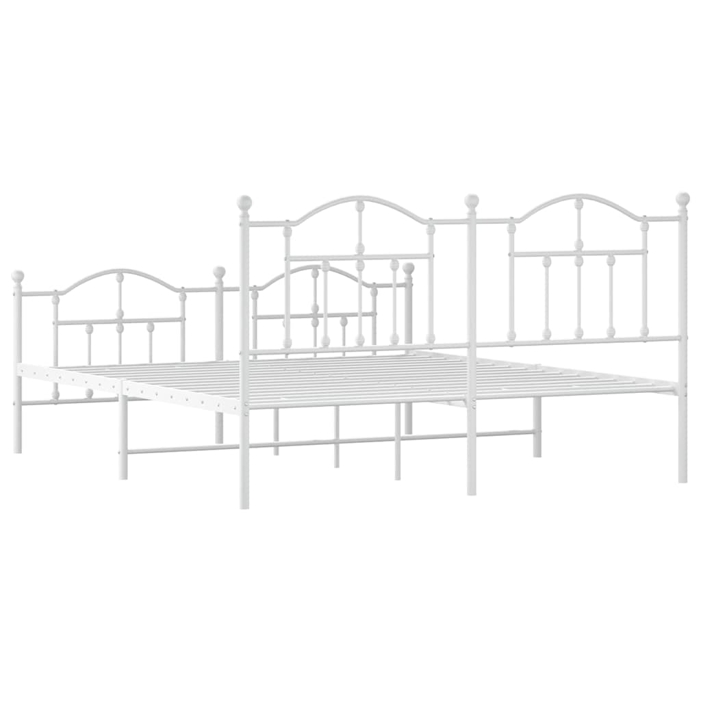 Bedframe met hoofd- en voeteneinde metaal wit 183x213 cm is nu te koop bij PeponiXL, paradijselijk wonen!