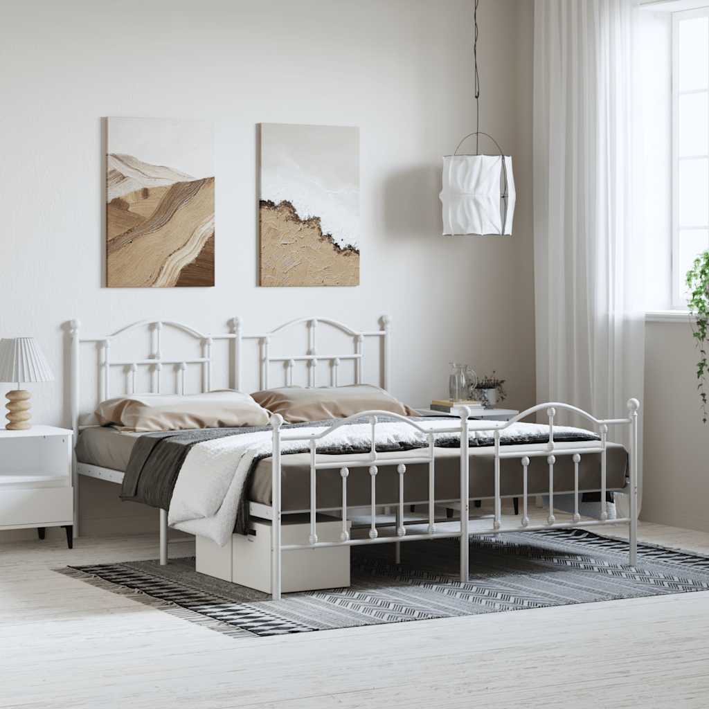Bedframe met hoofd- en voeteneinde metaal wit 183x213 cm is nu te koop bij PeponiXL, paradijselijk wonen!