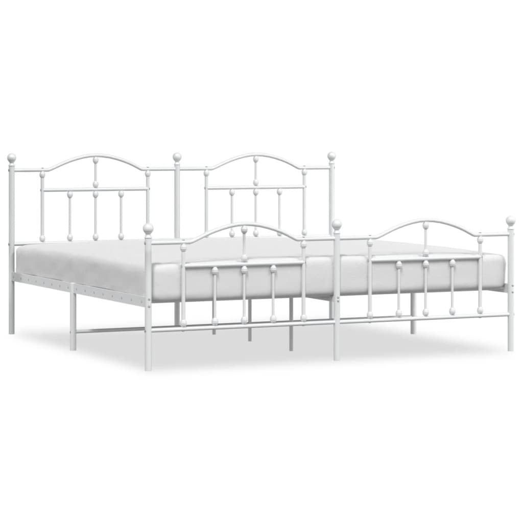 Bedframe met hoofd- en voeteneinde metaal wit 193x203 cm is nu te koop bij PeponiXL, paradijselijk wonen!