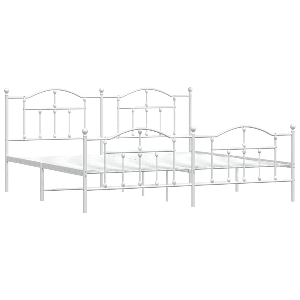 Bedframe met hoofd- en voeteneinde metaal wit 193x203 cm is nu te koop bij PeponiXL, paradijselijk wonen!