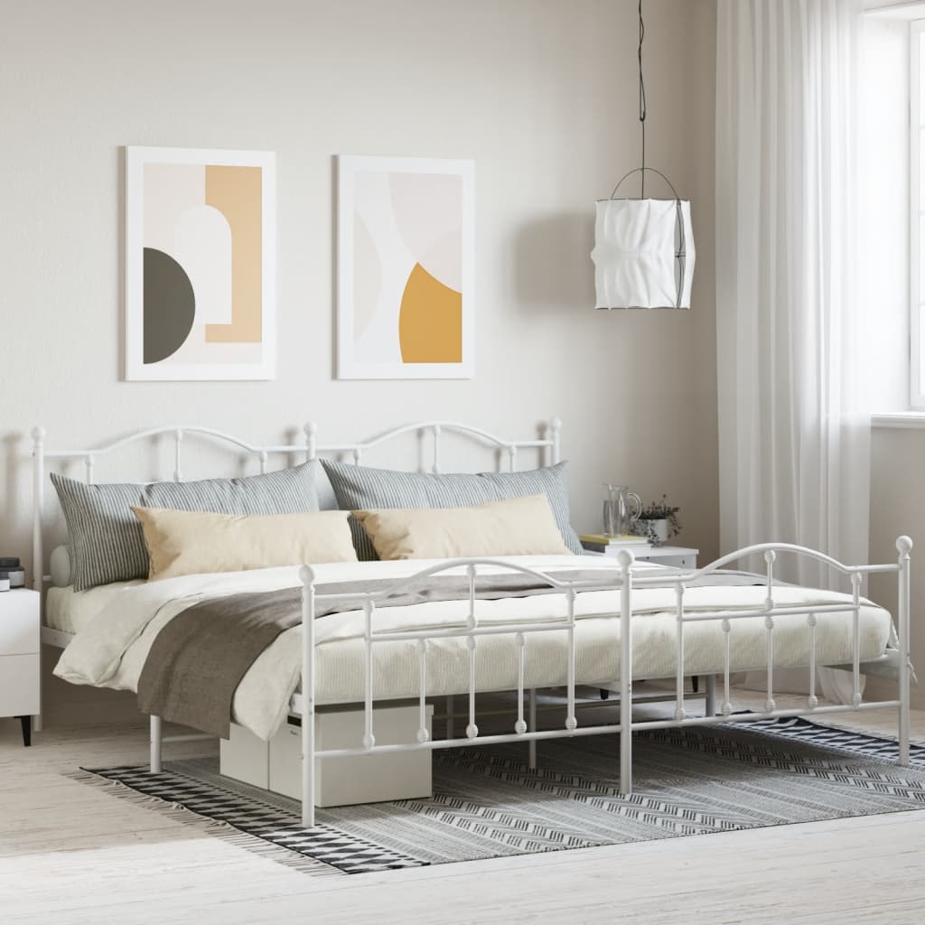 Bedframe met hoofd- en voeteneinde metaal wit 193x203 cm is nu te koop bij PeponiXL, paradijselijk wonen!