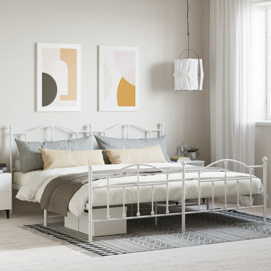 Bedframe met hoofd- en voeteneinde metaal wit 193x203 cm is nu te koop bij PeponiXL, paradijselijk wonen!