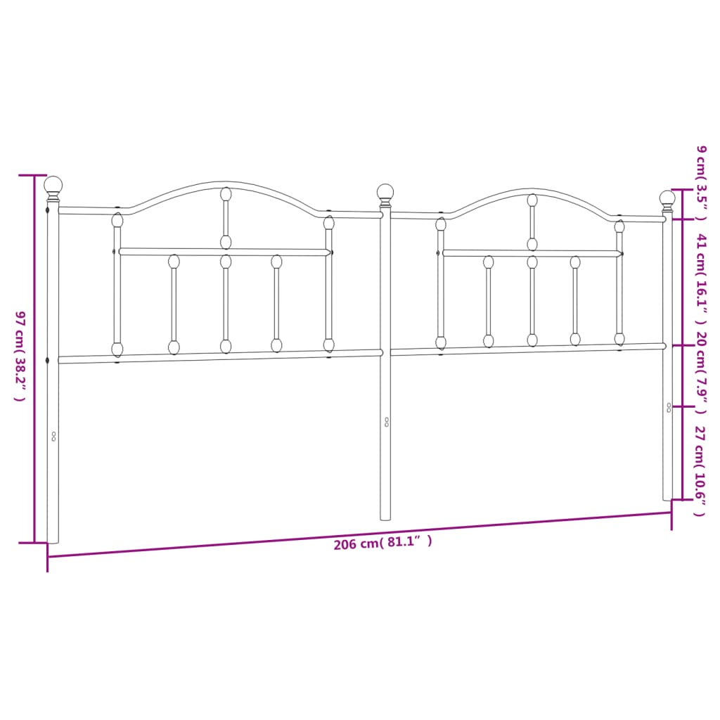 Vervangend hoofdbord 200 cm metaal wit is nu te koop bij PeponiXL, paradijselijk wonen!