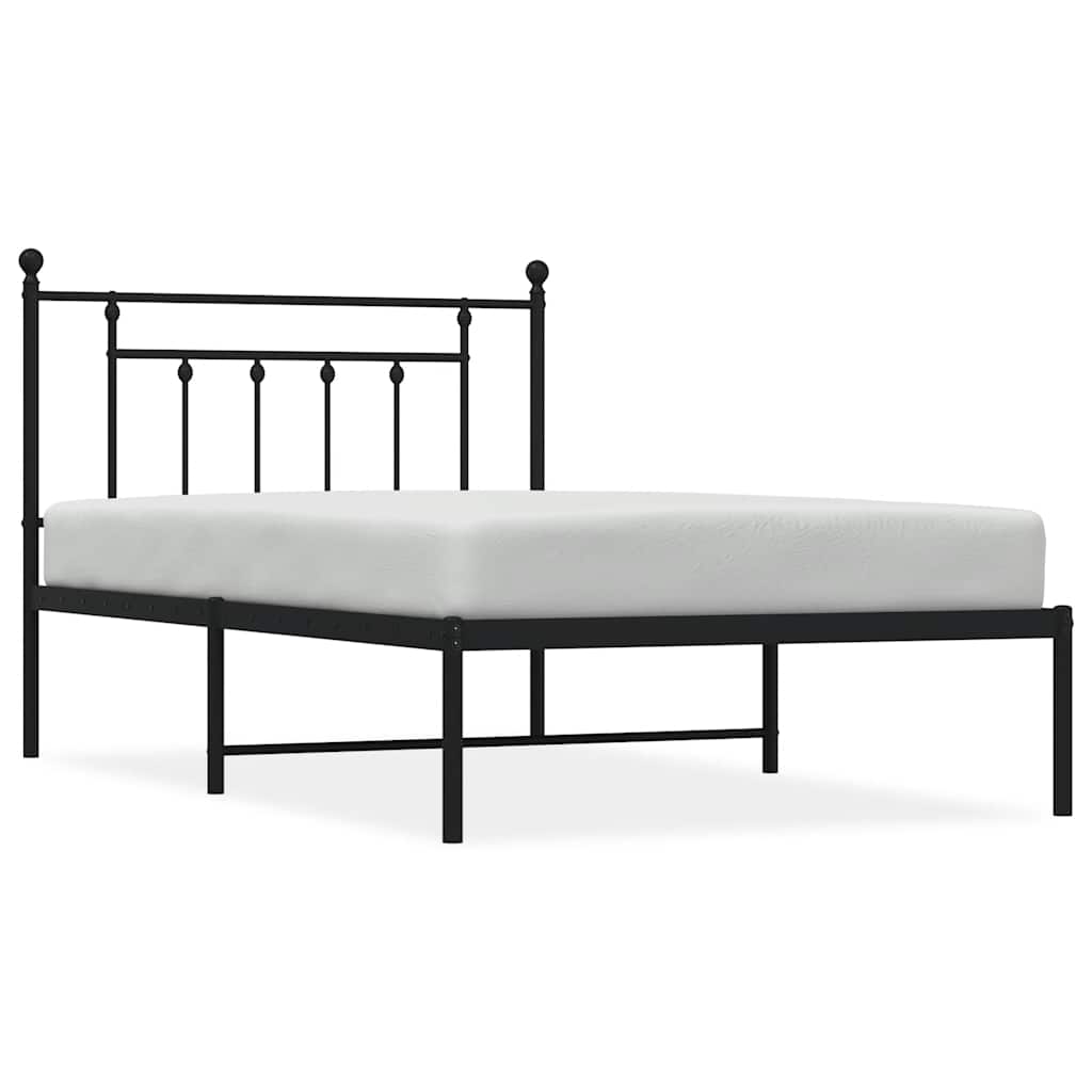 Bedframe met hoofdbord metaal zwart 100x200 cm is nu te koop bij PeponiXL, paradijselijk wonen!
